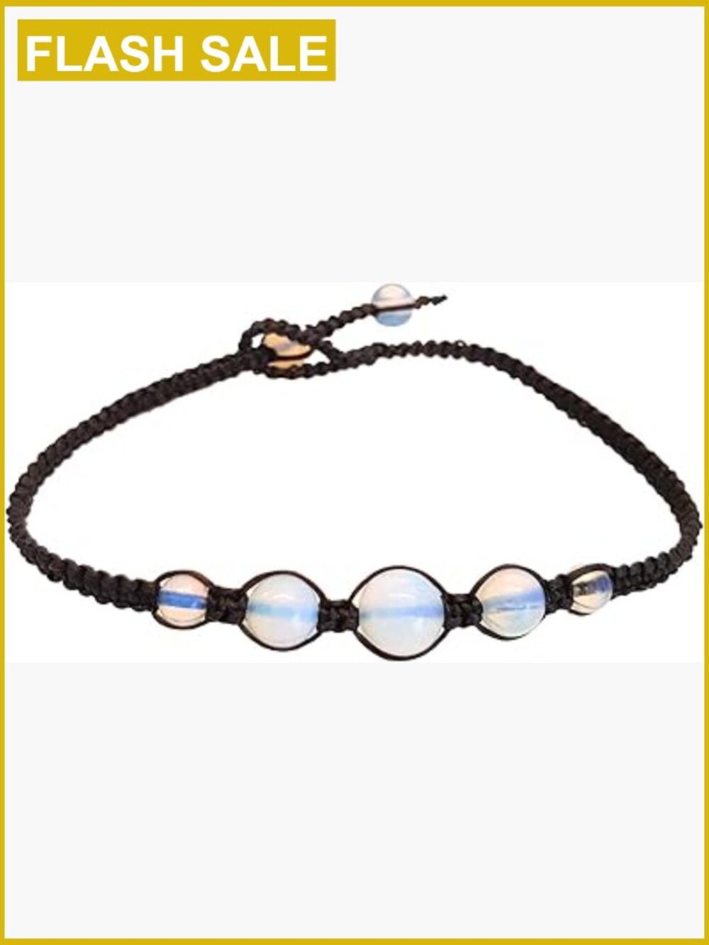 Macrame Moonstone Anklet Bracelet with Adjustable Wax Cord Unisex